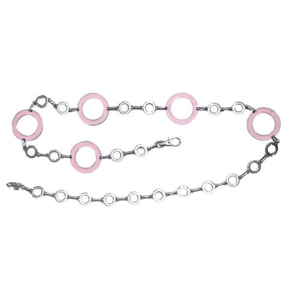 Accessories - Silver Pink Chain Waist Belt Adjustable 28-42" Classy Dressy Business Casual